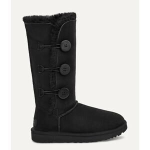 UGG 'Bailey' Women's Size 6 Black Triple Button Tall Boot Suede Leather Lined
